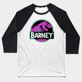 Barney - Jurassic Park Logo Parody Baseball T-Shirt